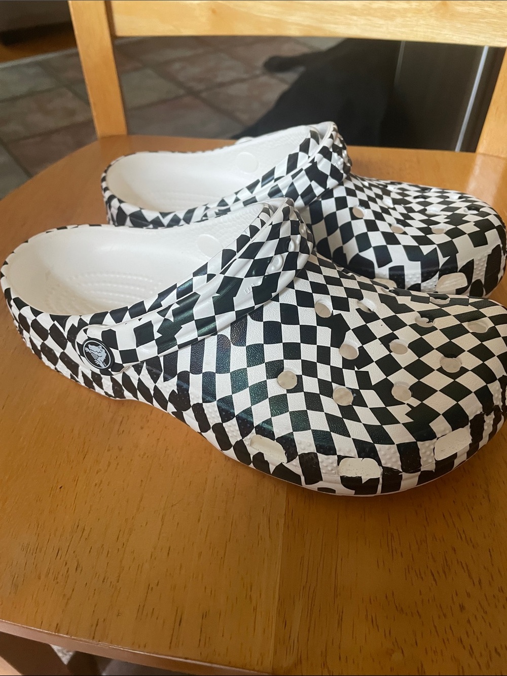 CROCS Black and White Checkerboard Classic Clog
